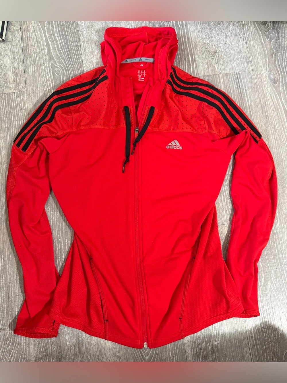 Adidas 3-Stripes Full-Zip Hooded Active Jacket - Red/Black